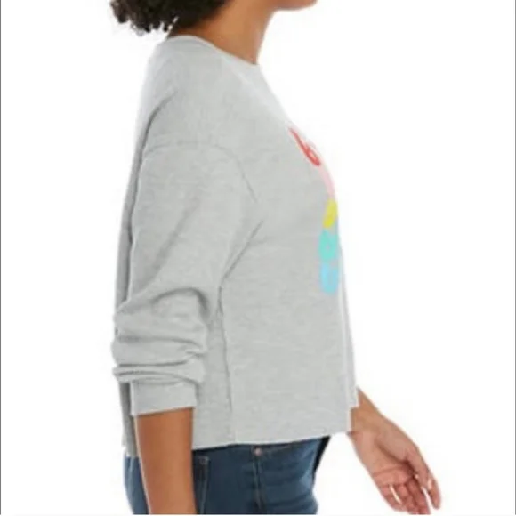 Cold Crush Graphic Crop Sweatshirt Grey Multi Size L - Picture 6 of 13